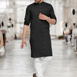 ANUJ FASHION Men Black Cotton Blend Kurta-picture-39
