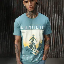 High Star Blue Cotton Print T-Shirts-picture-19