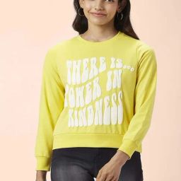 People by Pantaloons Yellow Cotton Printed Sweatshirt-picture-41