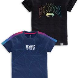 Codez Kids Navy & Black Printed T-Shirt (Pack Of 2)-picture-40