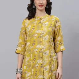 Divena Mustard Floral Print Tunic image 1