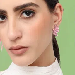 Sohi Gold Plated Designer Stone Party Stud Earrings image 2