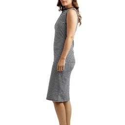 Miss Chase White & Black Striped Midi Dress image 3