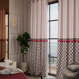 Stoa Paris Versailles Sateen Printed Noble Rose 9 ft Long Door Curtains With Back Lining - Set of 2-image-45