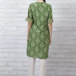 Rangriti Lime Green Printed Straight Kurta image 2