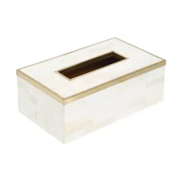 Fabindia Home White & Brass Abhikya Cutwork Tissue Box image 4