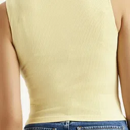 Levi's Yellow Cotton Slim Fit Self Pattern Top image 4