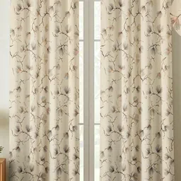 GEET CREATIONS Cream & Black Velvet Room Darkening Window Curtain-image-46