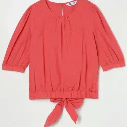 Fame Forever by Lifestyle Kids Coral Red Cotton Regular Fit Top-picture-31