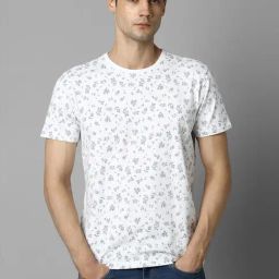 Louis Philippe Jeans White Cotton Slim Fit Printed T-Shirt-picture-2