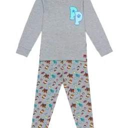 H by Hamleys Kids Grey Cotton Printed Full Sleeves T-Shirt Set-image-27