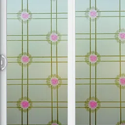 INDIAN ROYALS Pink & Green Floral Printed Self-Adhesive & Durable Window Sticker image 3