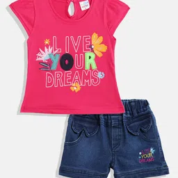 BABYMAX Infant Girls Printed Pure Cotton T-shirt with Shorts-picture-48