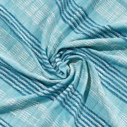 Fabindia Turquoise Blue & White Striped 290 GSM SingleBedCover-picture-24
