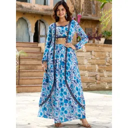 ZIMI LIFESTYLE Printed Round Neck Top & Skirt, Shrug Co-Ords-picture-17