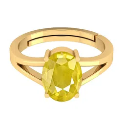 VISHVMA Gold-Plated 5.00 Ratti Sapphire Pukhraj Gemstone Studded Finger Ring-picture-11