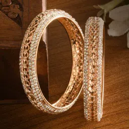 Fida Luxurious American Diamond Circular Cut-out Bangle Set for Women - Set of 2-picture-29
