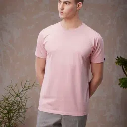 Bewakoof American PIMA Light Pink Regular Fit Crew T-Shirt-image-75