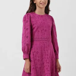VERO MODA GIRL Purple Embroidered Full Sleeves Dress-image-10