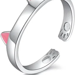 myki Smoothly dazzling Elegant Kitty Cat Adjustable Ring for Women & Girls image 3