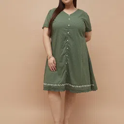 Nexus by Lifestyle Plus Size Puff Sleeve Ruffled Fit & Flare Dress image 2