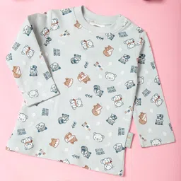 Mi Arcus 100% Cotton Full Sleeves  All Over Animal Printed Tee -  Blue-image-90