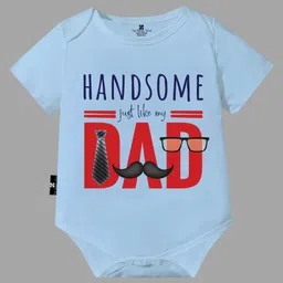 The Peppy Tend 100% Cotton Half Sleeves Family Theme Handsome Just Like My Dad Printed Onesie - Blue-image-75
