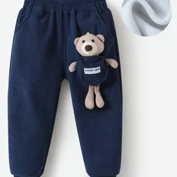 Kookie Kids Full Length Lounge Pants With 3D Teddy Applique - Navy-picture-22
