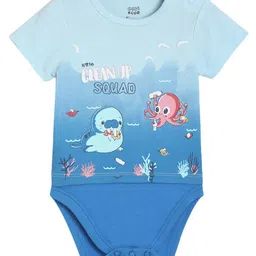 MINI KLUB Cotton Half Sleeves Sea Life Printed Onesie - Blue-picture-12