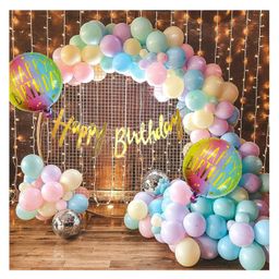 Bubble Trouble Happy Birthday Light Backdrop Pastel Balloons Arch Decoration Set of 86 Pieces for kids | Pastel theme Birthday Decoration for Girls | Rainbow theme birthday decoration-picture-8