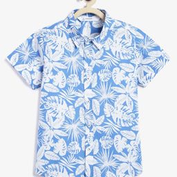 Campana 100% Cotton Woven Half Sleeves Floral Printed Shirt - Blue & White-picture-1