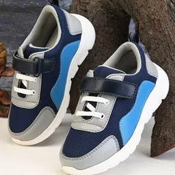Stefens Colour Blocked Velcro Closure Sport Shoes - Grey & Black-picture-21