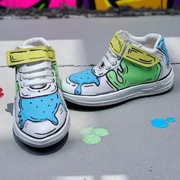 IMAGINO Comic Style Hand Painted Velcro Closure Sneakers - Blue-picture-12