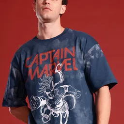 MARVEL STREET Captain Marvel Printed V-Neck Relaxed Fit Pure Cotton T-shirt-picture-32