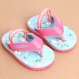 Cute Walk by Babyhug Flip Flops With Back Strap Floral Print - Sky Blue image 2