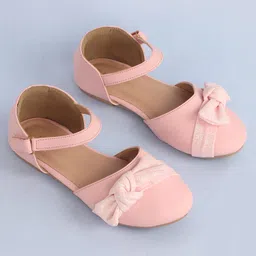 Pine Kids Bow Applique Ballerinas with Velcro Closure - Pink image 2