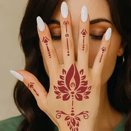 VOORKOMS Set Of 3 Mehndi Stencil Sticker Designs With Detailed Floral & Leaf image 4