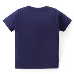 Babyhug Cotton Knit Single Jersey Half Sleeve Night Suit  with Teddy Bear Print - Navy Blue image 3