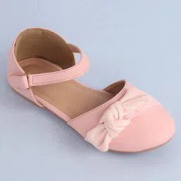 Pine Kids Bow Applique Ballerinas with Velcro Closure - Pink image 3