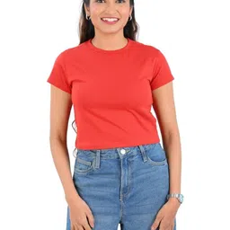 30 Looks Women Solid Round Neck Cotton T-shirt-picture-28