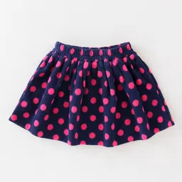 CrayonFlakes Full Sleeves Polka Dots Printed Polar Fleece Frilled Detailed Coordinating Top & Skirt Set - Navy Blue image 5
