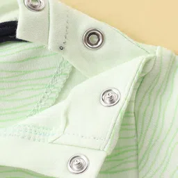 Mini Taurus Cotton Knit Half Sleeves With Romper With Text & Sea Life Print - Green image 4