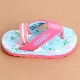 Cute Walk by Babyhug Flip Flops With Back Strap Floral Print - Sky Blue image 4