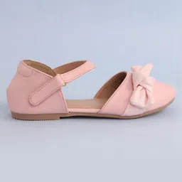 Pine Kids Bow Applique Ballerinas with Velcro Closure - Pink image 4