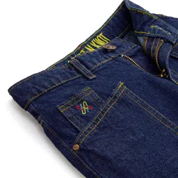 Knit N Knot Cotton Denim Woven Solid Flared Jeans - Indigo image 5