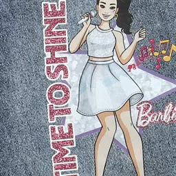 Barbie by Tiny Girl Denim Mattel Featuring Character Printed Jeans - Blue image 5