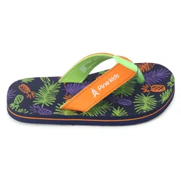 Pine Kids Slip On Flip Flops with Tropical Theme Print - Navy Blue & Green image 5