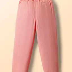 Babyhug Knit Full Sleeves Solid T-Shirt & Pant Set with Attached Waistcoat & Bow Applique - Pink image 5