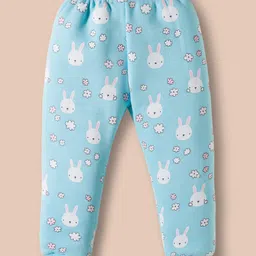 Teddy Fleece Knit Full Sleeves Winter Wear Night Suit With Floral Print - Light Blue image 5