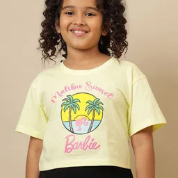 Kids Ville Girls Barbie Graphic Printed Round Neck Cotton Boxy T-shirt-picture-34